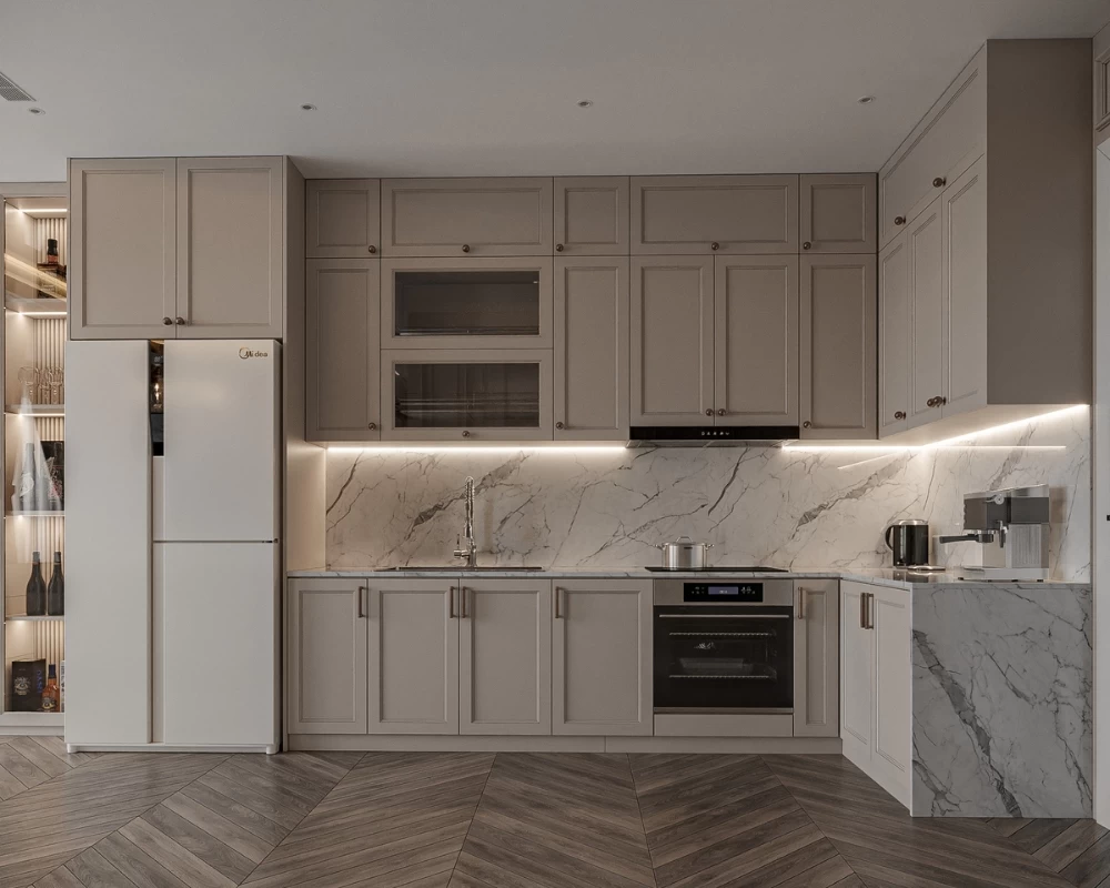 Phòng bếp của nhà phố phong cách tân cổ điển