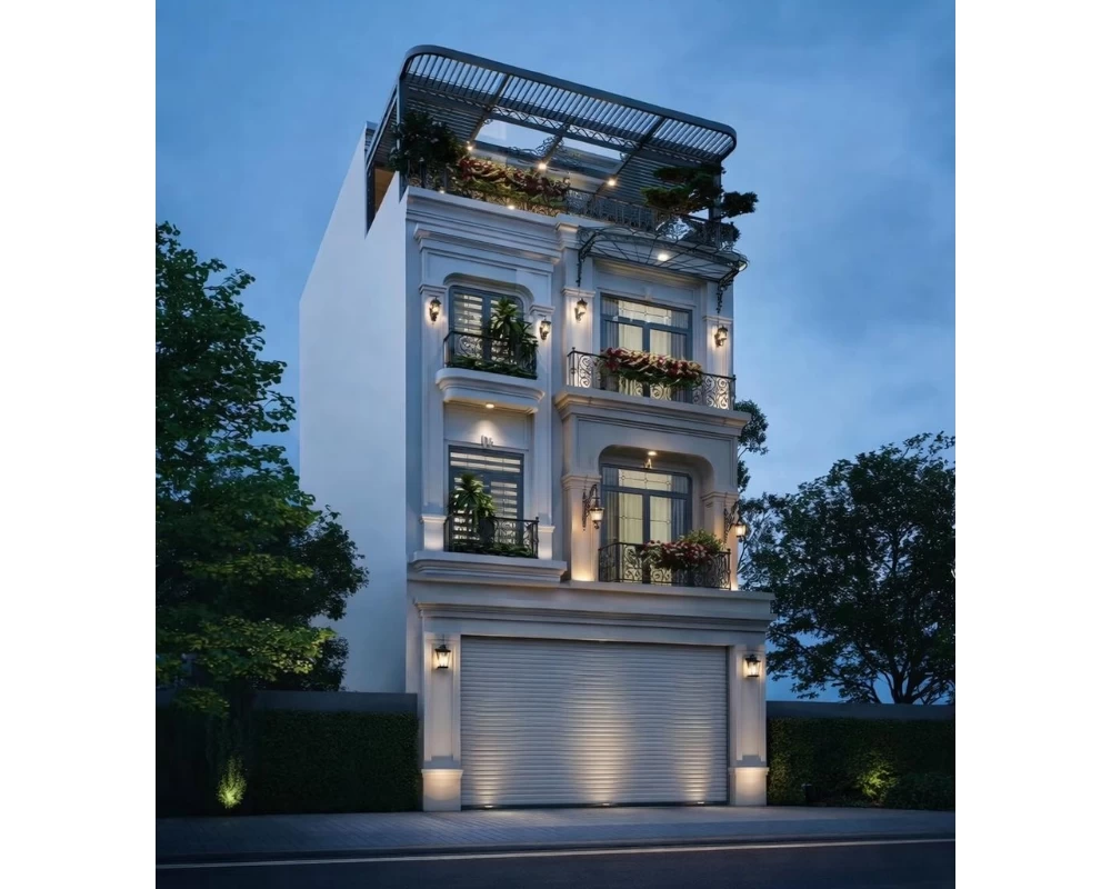 Mặt tiền nhà phố tân cổ điển 4 tầng