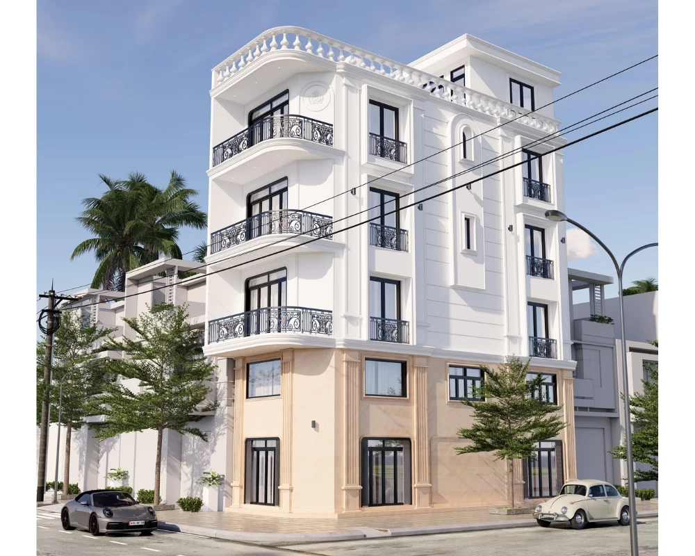 Mặt tiền nhà phố tân cổ điển 5 tầng