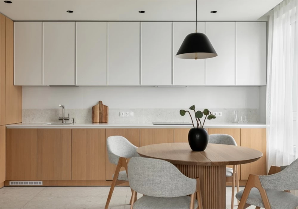 Mẫu thiết kế phòng bếp tối giản, gọn gàng