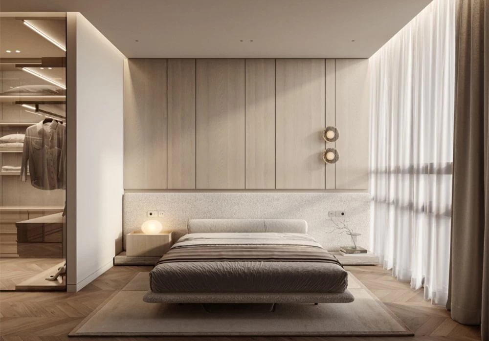 Mẫu thiết kế phòng ngủ sang trọng theo phong cách tối giản