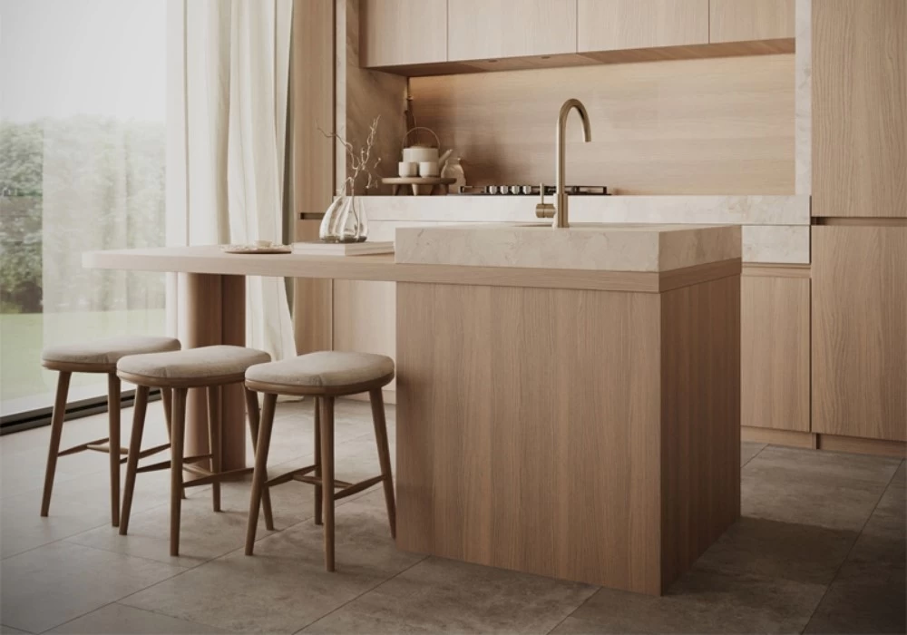 Mẫu thiết kế phòng bếp ấm cúng theo phong cách nội thất Minimalism