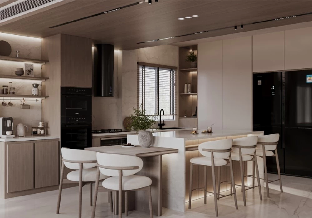 Mẫu thiết kế phòng bếp sang trọng theo phong cách nội thất Minimalism