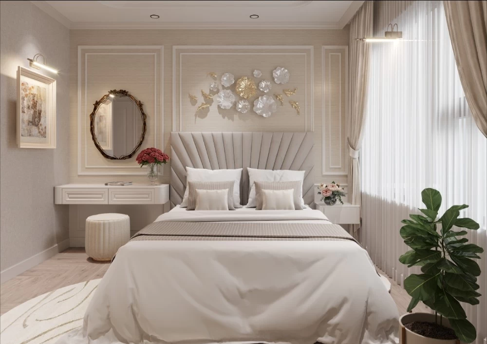 Mẫu thiết kế phòng ngủ tinh tế theo phong cách nội thất tân cổ điển