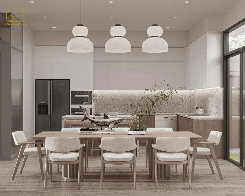 Phòng bếp được bày trí theo phong cách Wabi Sabi