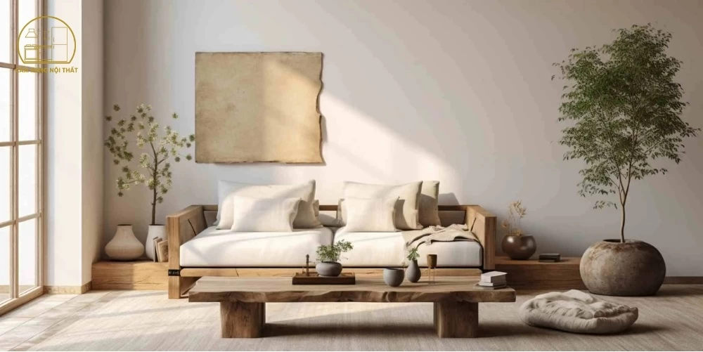 Phòng khách Wabi Sabi đẹp