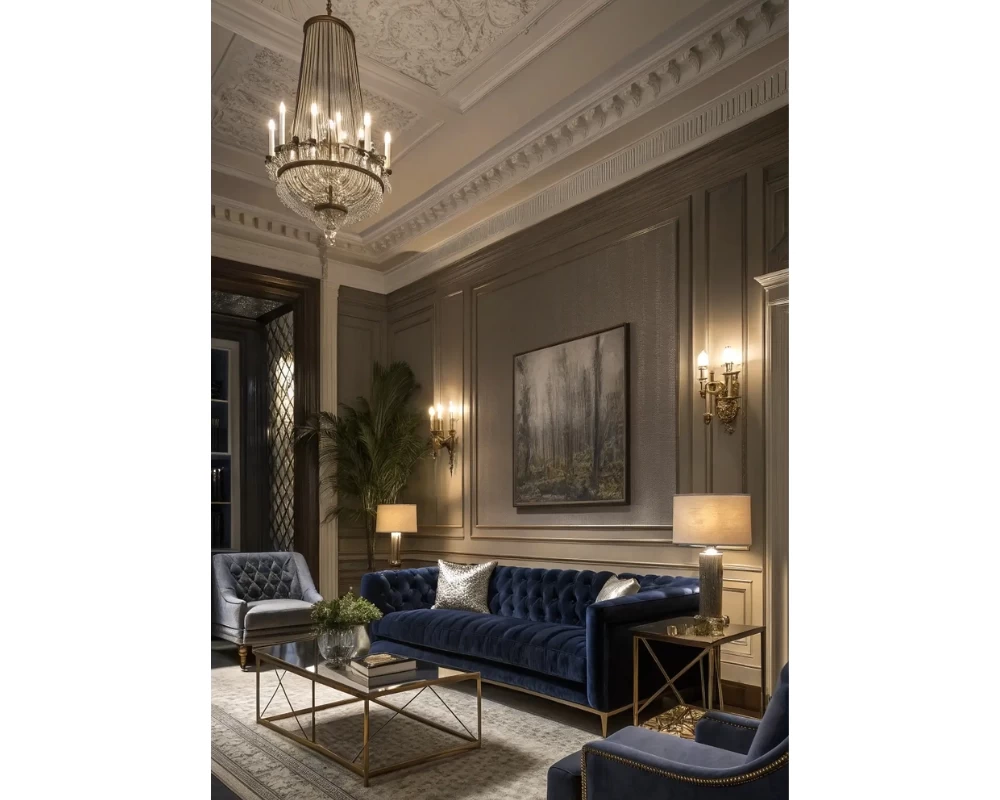 Mẫu thiết kế phòng khách nhà phố đẹp theo phong cách Vintage luxury