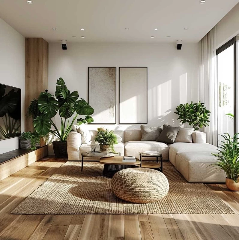 Mẫu thiết kế phòng khách nhà phố có diện tích lớn theo phong cách Scandinavian