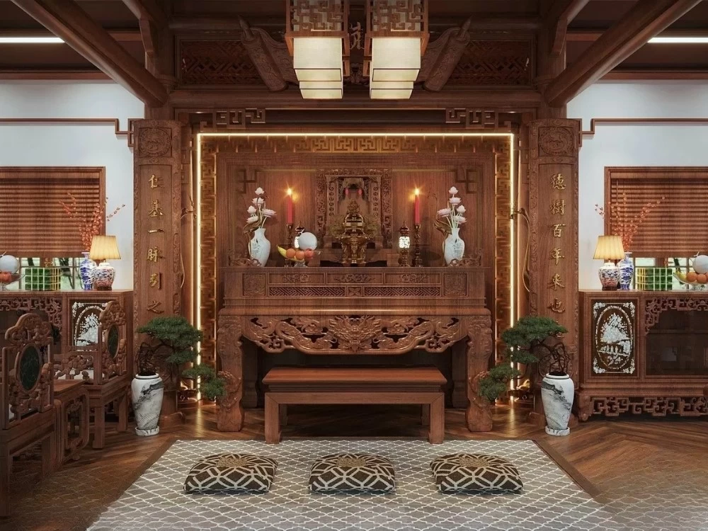 Phòng thờ được đặt ở nơi sạch sẽ, trang trọng nhất của ngôi nhà