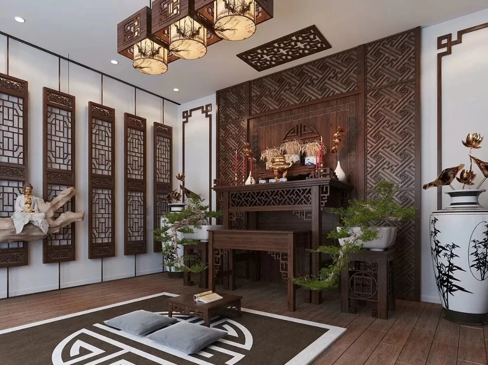 Mẫu thiết kế phòng thờ đậm chất văn hóa truyền thống