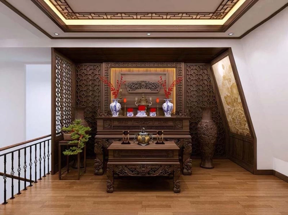 Mẫu thiết kế phòng thờ được đặt trên tầng cao nhất
