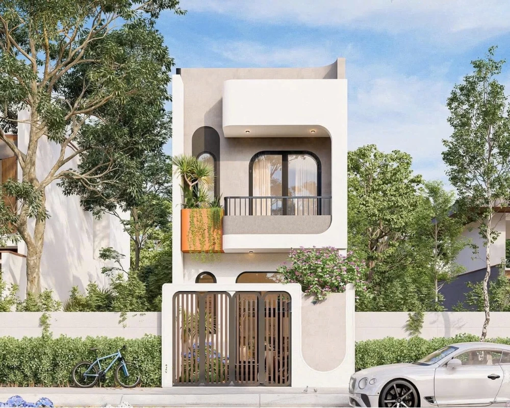 Mặt tiền nhà phố 2 tầng hiện đại có 3 phòng ngủ