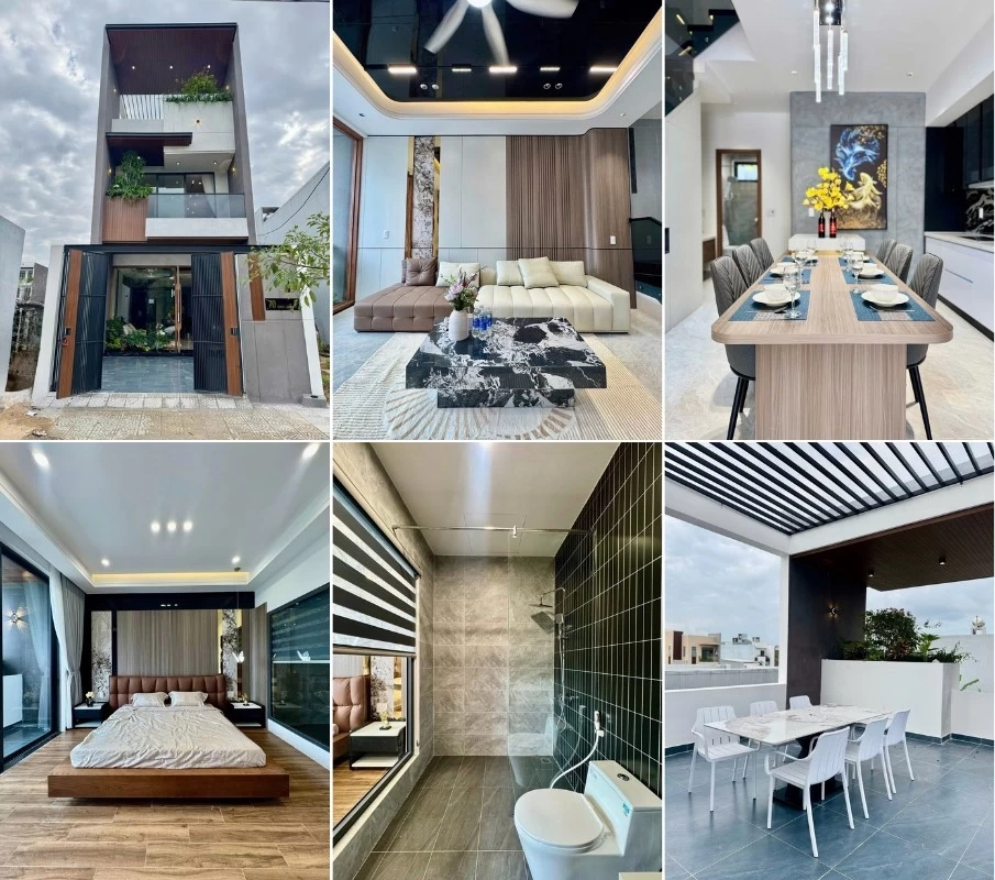 Công trình nhà phố 2 tầng 1 tum theo phong cách hiện đại