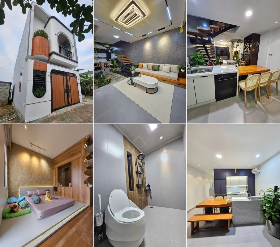 Công trình nhà phố 2 tầng hiện đại với 2 phòng ngủ