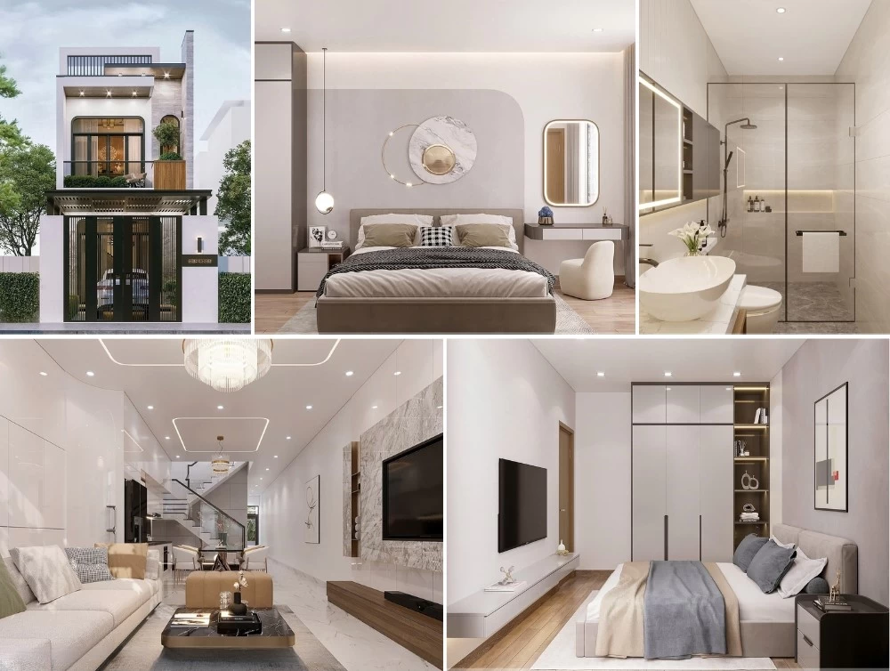 Công trình nhà phố 2 tầng có 3 phòng ngủ