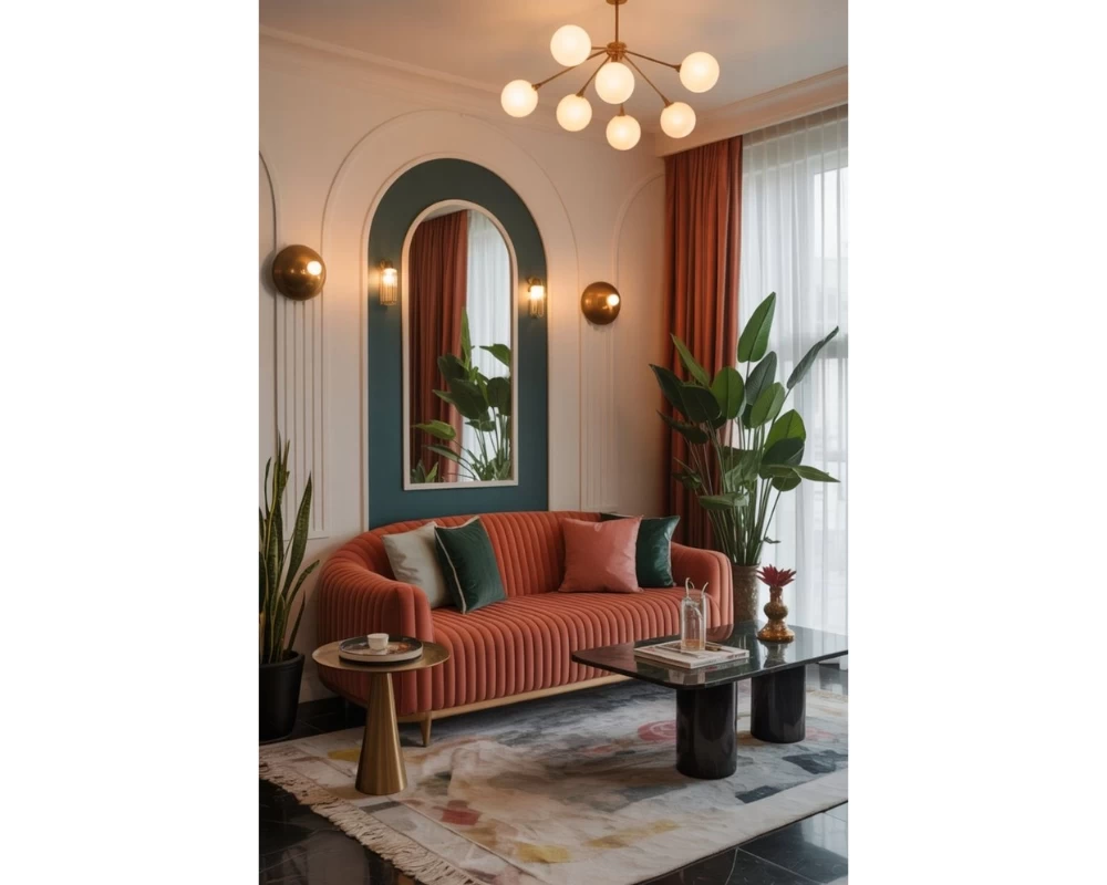 Phòng khách được trang trí theo phong cách Art Deco