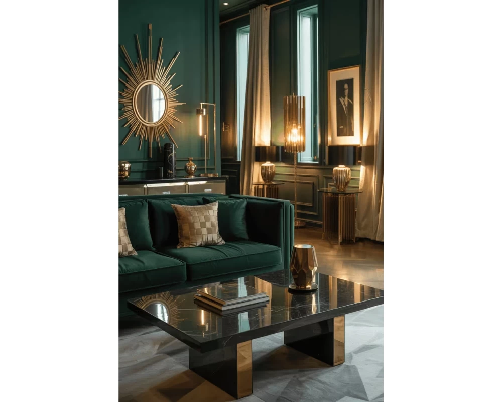 Không gian phòng khách mang đậm phong cách Art Deco sang trọng