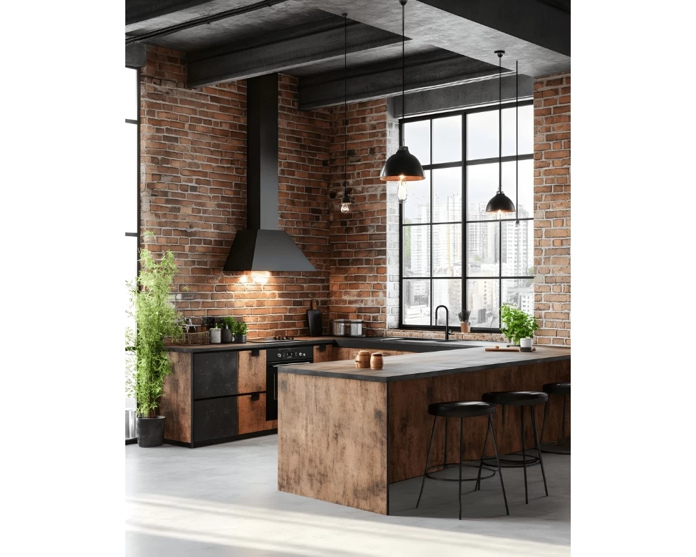 Không gian phòng bếp Industrial hiện đại
