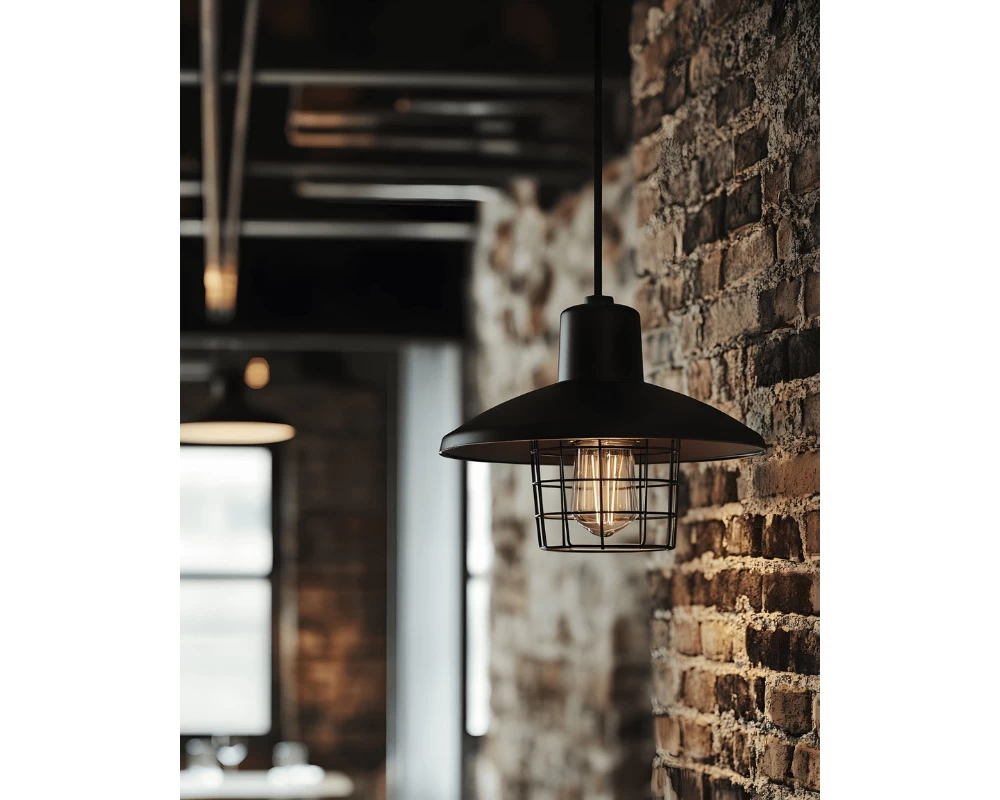 Đèn tường có ánh sáng vàng rất thích hợp để decor không gian Industrial