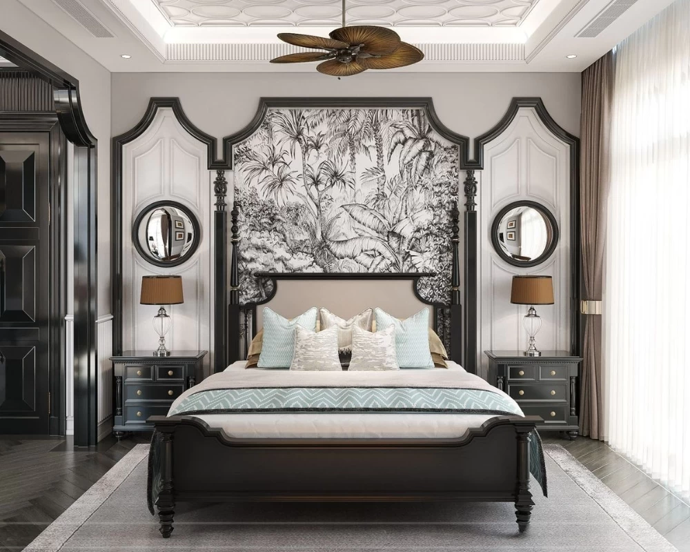 Không gian phòng ngủ Indochine quý phái, ấn tượng