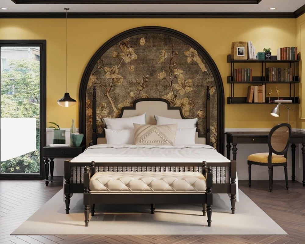 Không gian phòng ngủ Indochine mộc mạc, gần gũi