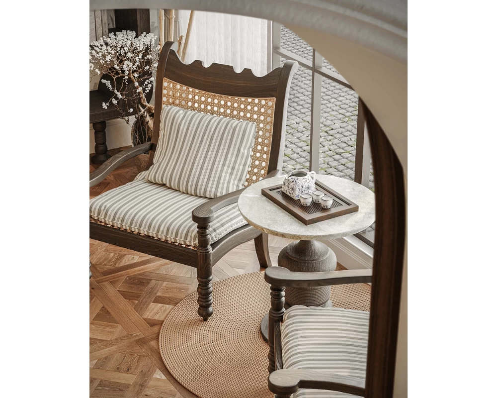 Phong cách nội thất Indochine chuộng dùng đồ nội thất có chất liệu từ gỗ và tre