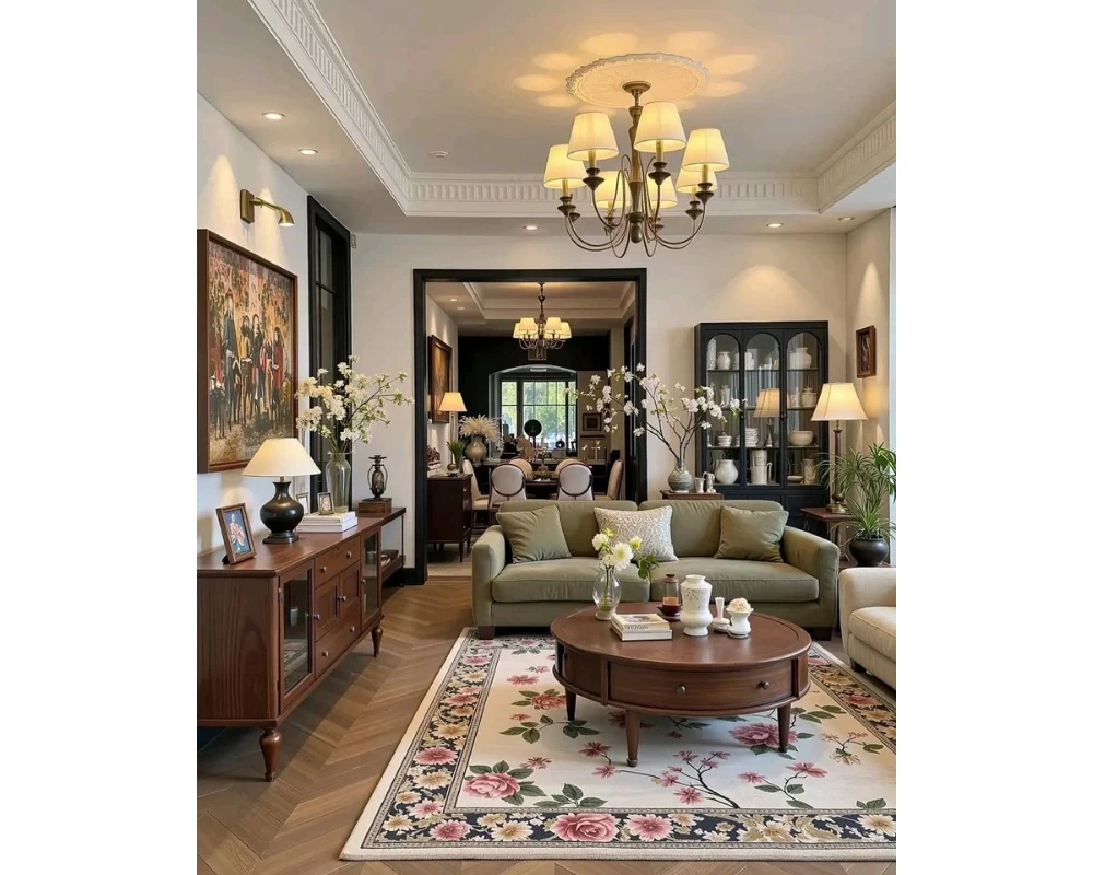 Phòng khách được trang trí theo phong cách nội thất Retro