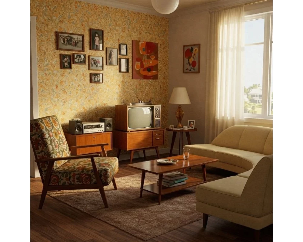 Phòng khách theo phong cách Retro mẫu 4