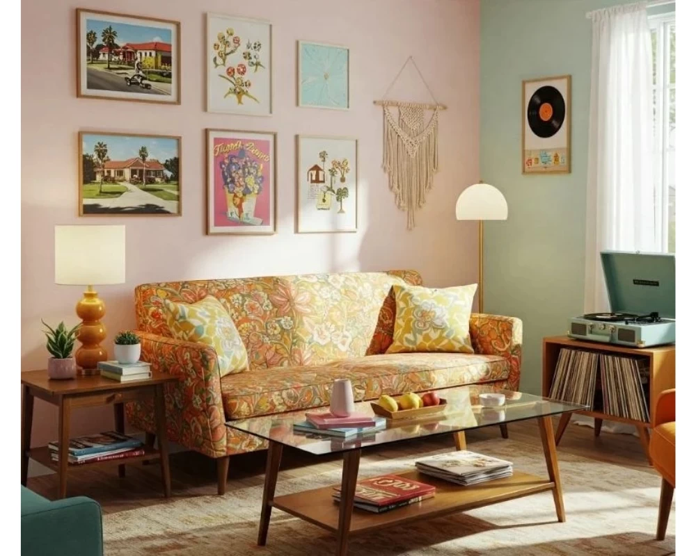 Phòng khách theo phong cách Retro mẫu 5