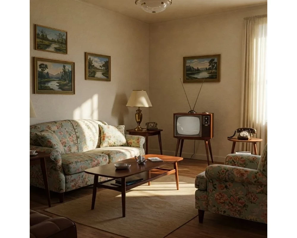 Phòng khách theo phong cách Retro mẫu 2