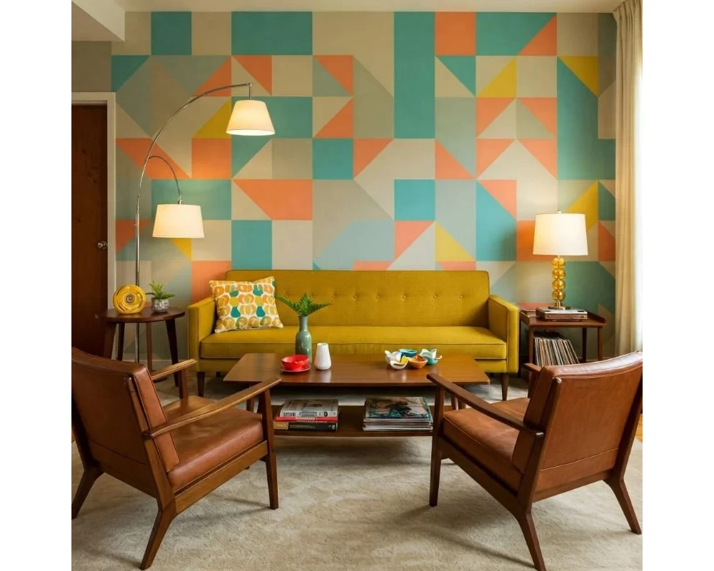 Phòng khách theo phong cách Retro mẫu 3