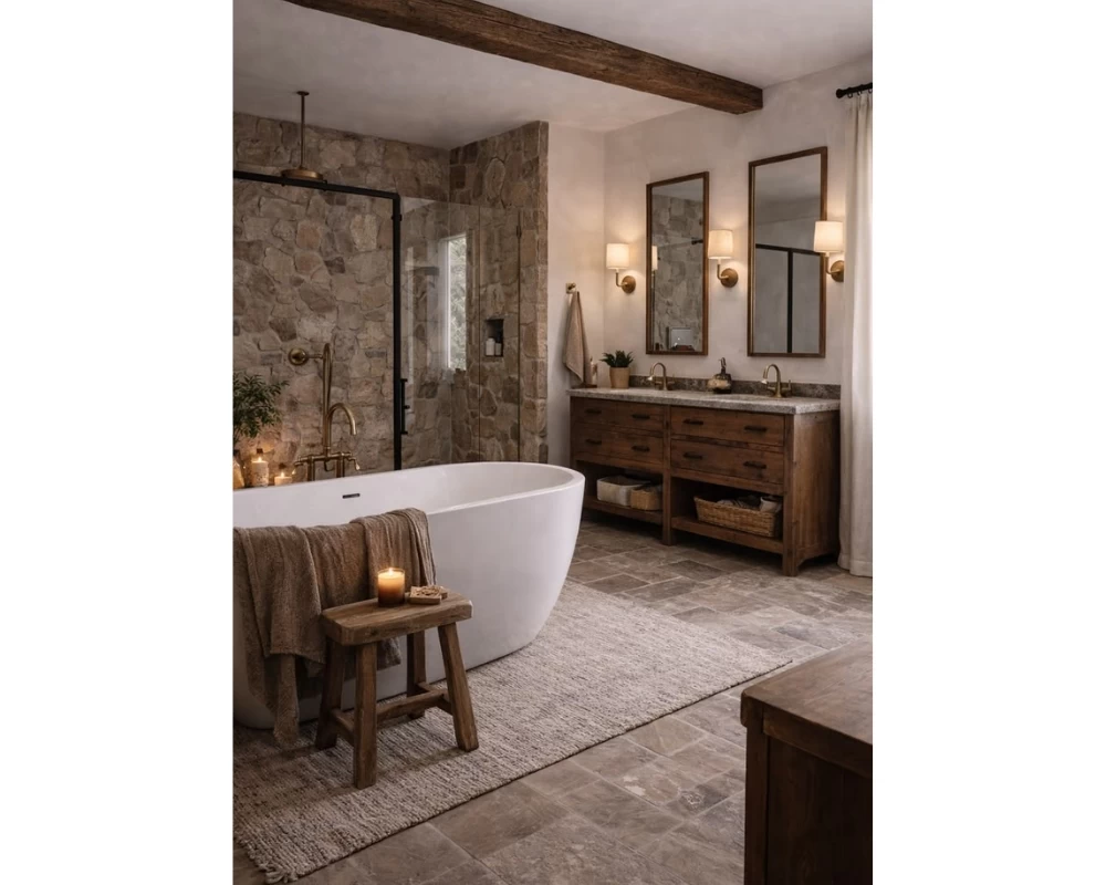 Mẫu phòng tắm phong cách Rustic hiện đại