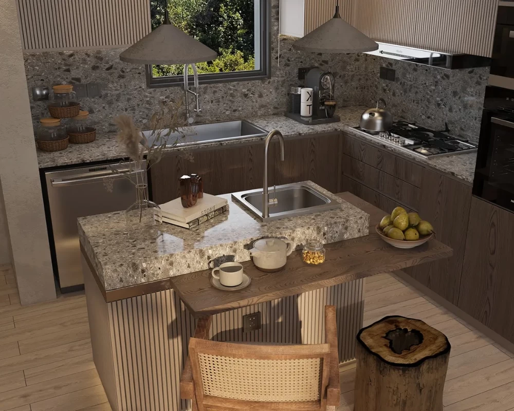 Không gian Rustic chuộng dùng gỗ và đá tự nhiên