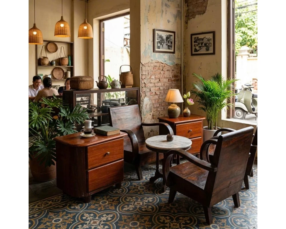 Quán cafe phong cách Vintage sử dụng các món đồ nội thất cũ