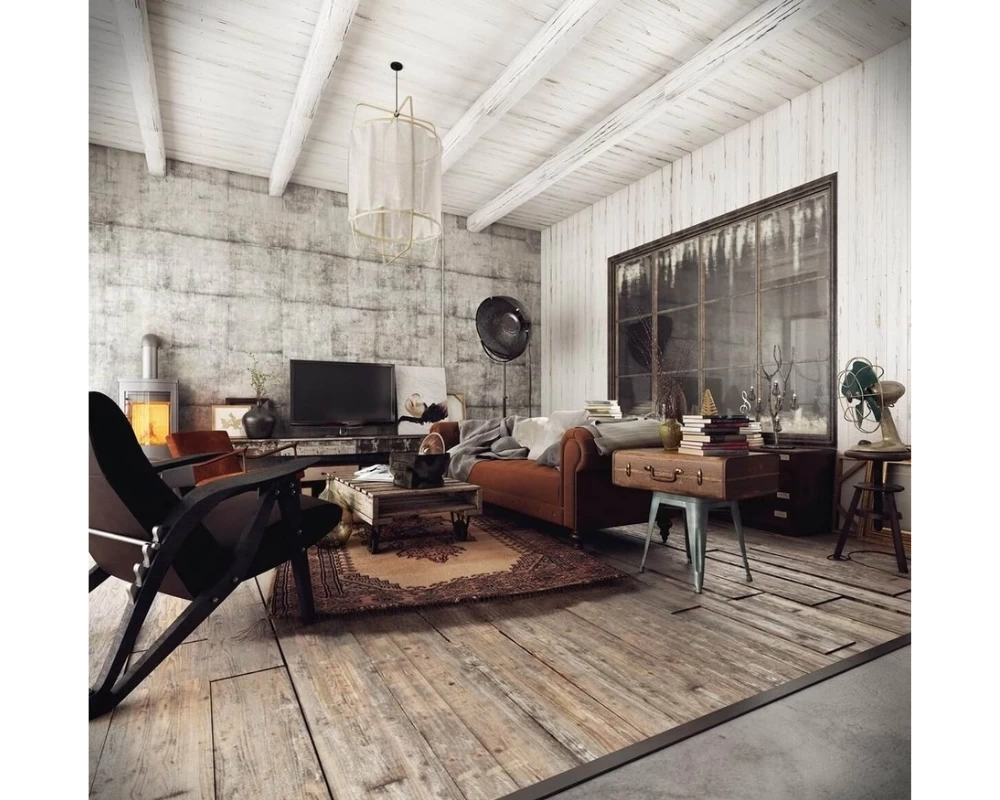 Phòng khách được thiết kế theo phong cách Vintage trầm lắng