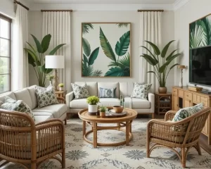Phòng khách phong cách Tropical