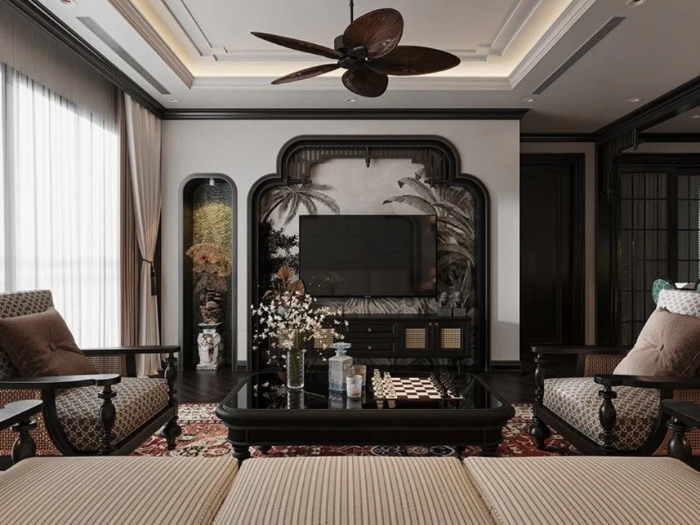 Mẫu thiết kế phòng khách Indochine đậm chất hoài cổ
