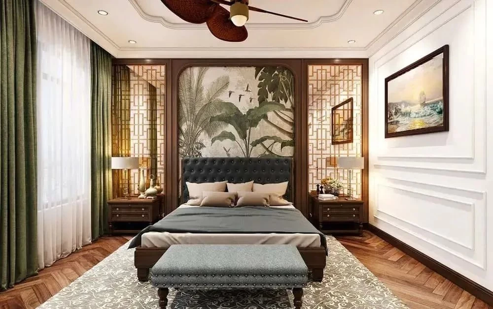 Phòng ngủ Indochine truyền thống toát lên vẻ ấm cúng