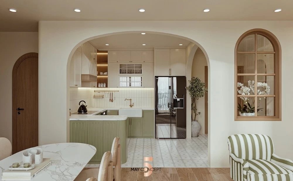 Khu vực phòng bếp tiện nghi, đẹp mắt
