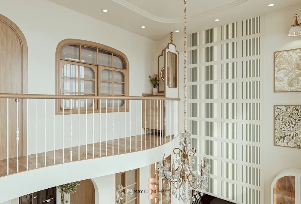 Bàn thờ được đặt ở góc cuối lối đi tầng trên