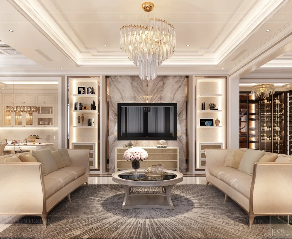 Thiết kế phòng khách căn hộ Penthouse Sunrise City xa hoa, lộng lẫy