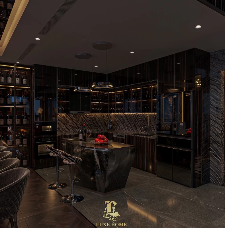 Khu vực phòng bếp luxury của căn Penthouse Long Hải