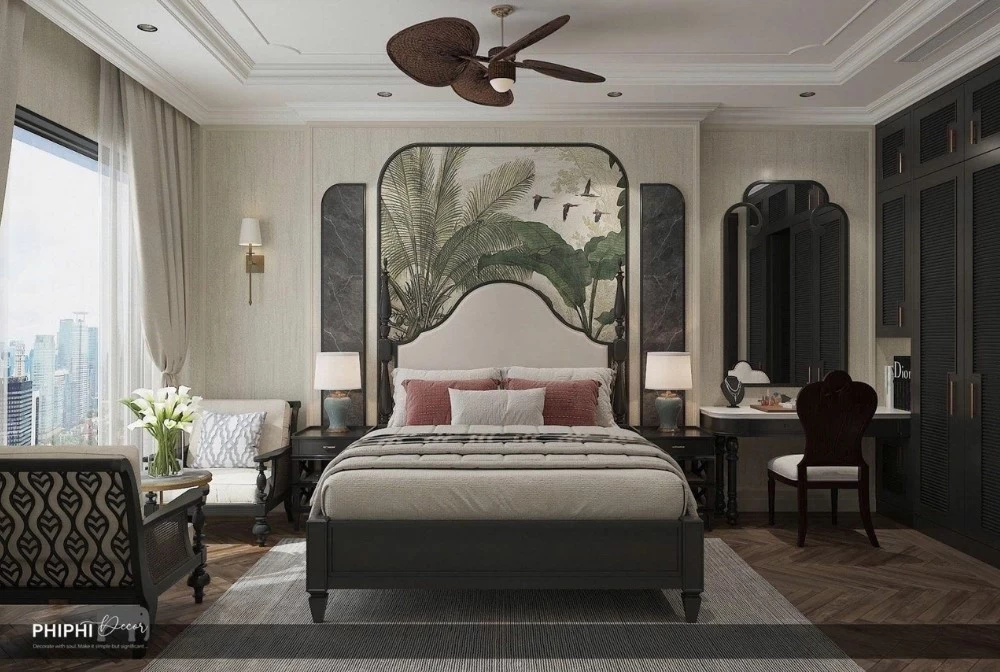 Mẫu thiết kế phòng ngủ cho căn hộ chung cư Indochine rộng 100m2