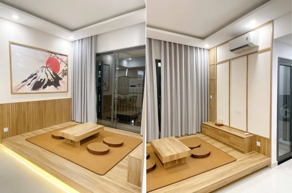 Mẫu thiết kế phòng khách cho căn hộ chung cư phong cách Nhật Bản thiền định
