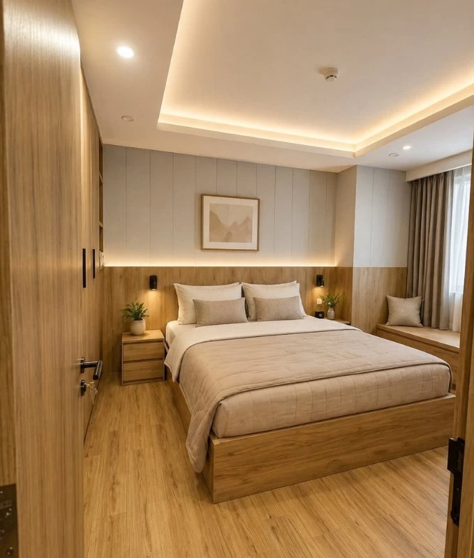 Mẫu thiết kế phòng ngủ cho căn hộ chung cư phong cách Nhật Bản rộng 100m2