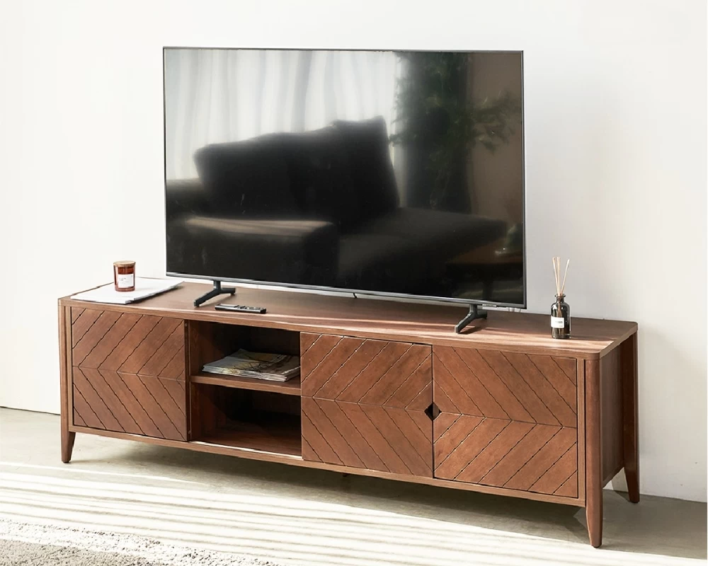 Kệ tivi phòng khách chung cư màu nâu của đơn vị nội thất MOHO