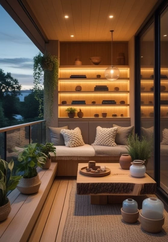 Mẫu thiết kế không gian logia phù hợp với phong cách Wabi Sabi, Rustic