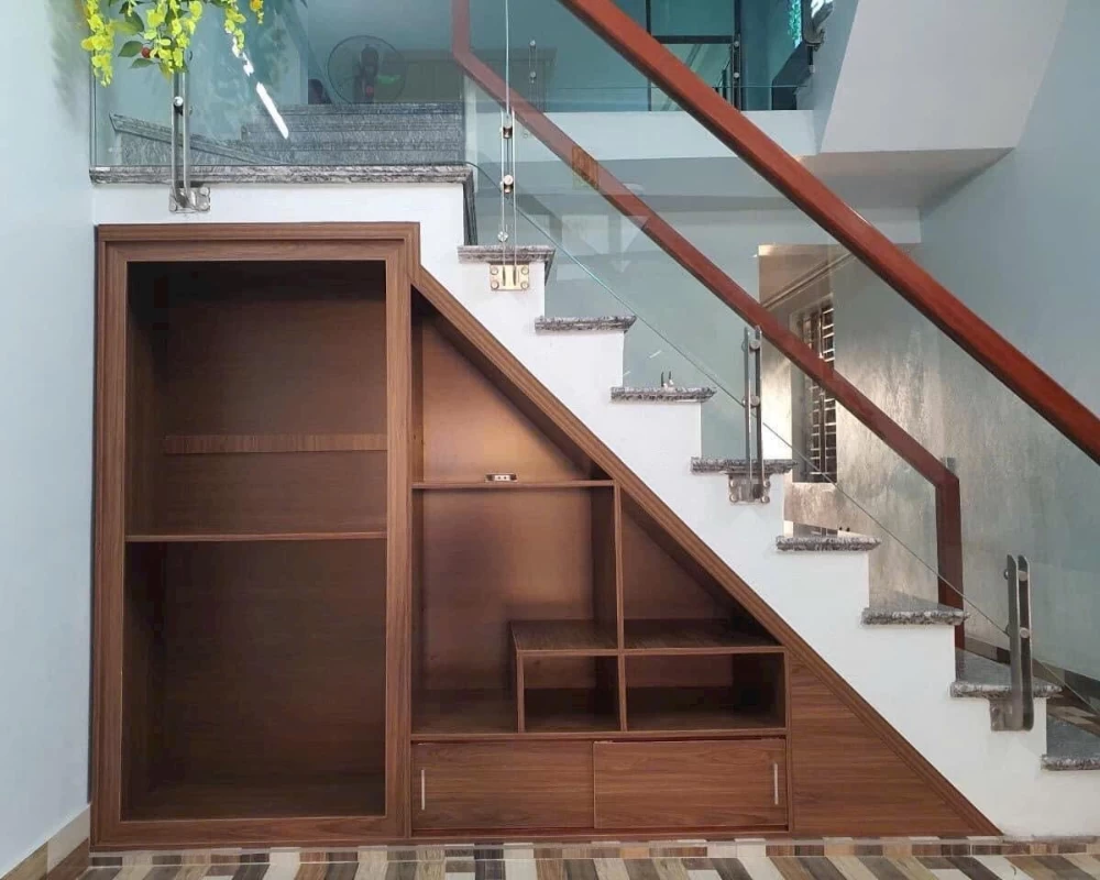 Mẫu tủ cầu thang nhiều ngăn tiện lợi
