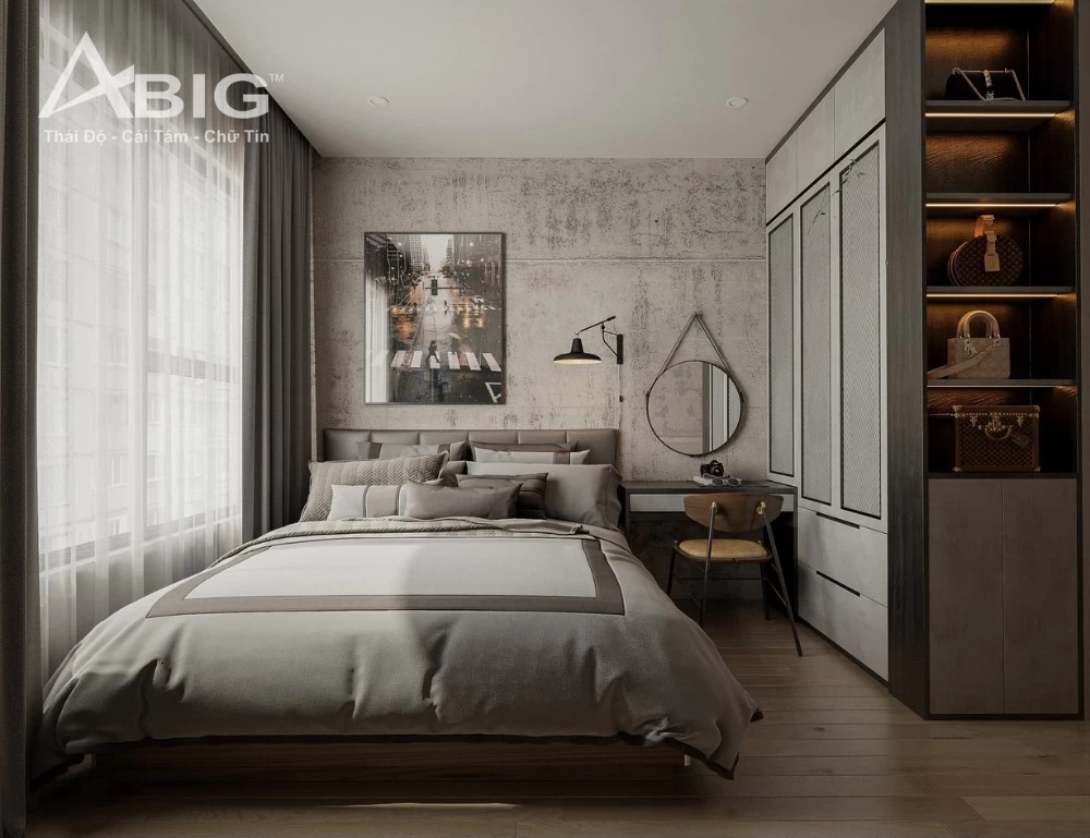 Mẫu phòng ngủ master decor theo gam màu trầm