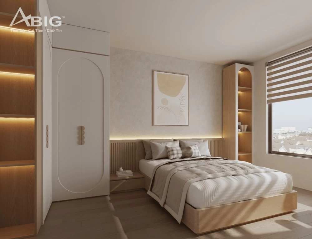 Mẫu phòng ngủ master tối giản, ấm cúng do đơn vị ABIG Interior thiết kế